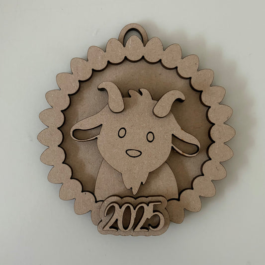 10cm Egg Border - Goat & Year Bauble
