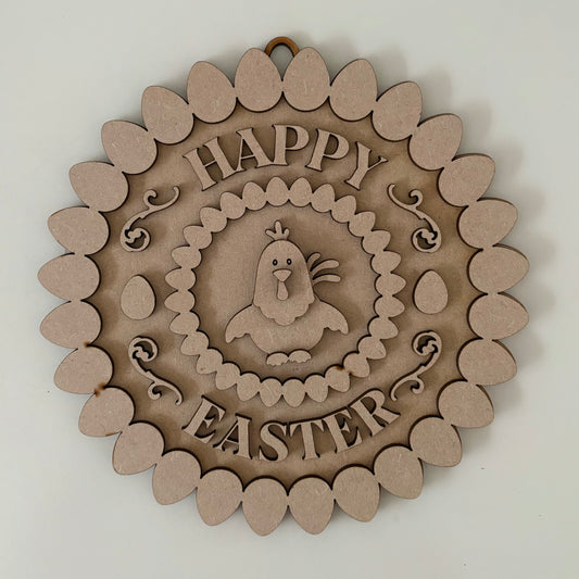 20cm Happy Easter Egg Border - Chicken Sign