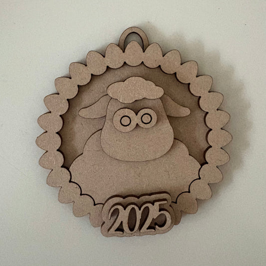 10cm Egg Border - Sheep & Year Bauble