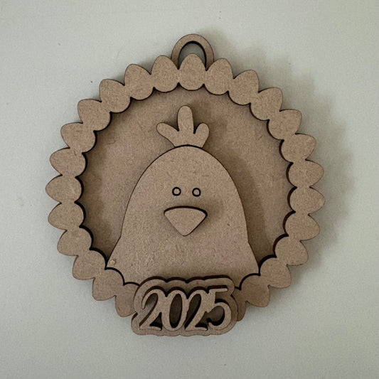 10cm Egg Border - Chicken & Year Bauble