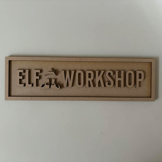 30cm Elf Workshop Rectangle Sign