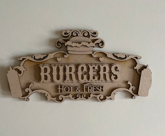 30cm Burgers Fancy Sign