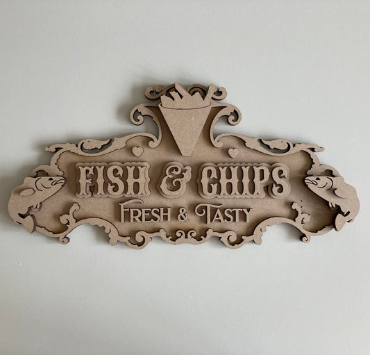 30cm Fancy Fish & Chips Sign