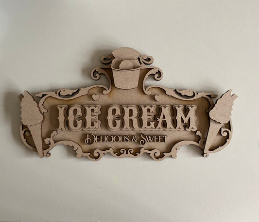 30cm Fancy Ice Cream Sign