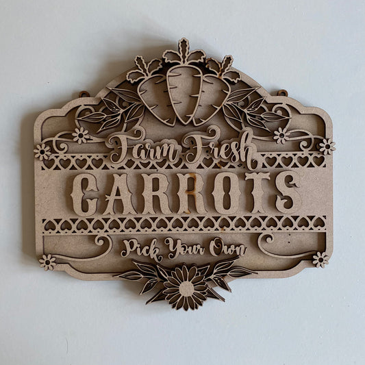 25cm Farm Fresh Carrots Fancy Sign