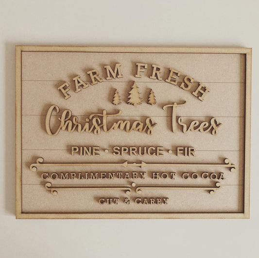30cm Farm Fresh Christmas Trees Sign