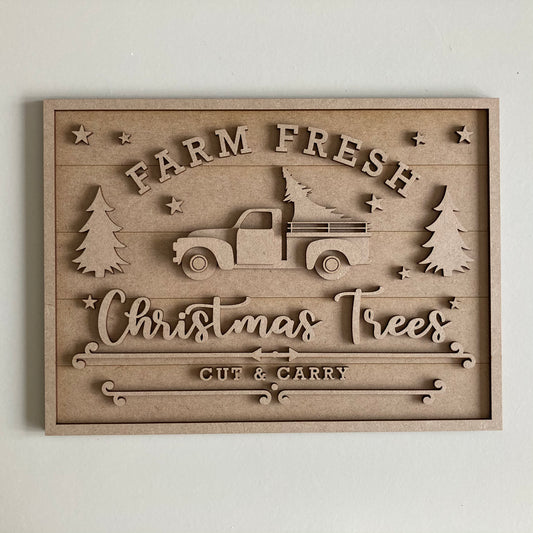 30cm Farm Fresh Christmas Trees Sign