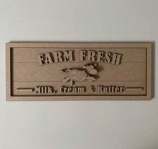 30cm Farm Fresh Milk, Cream & Butter Sign