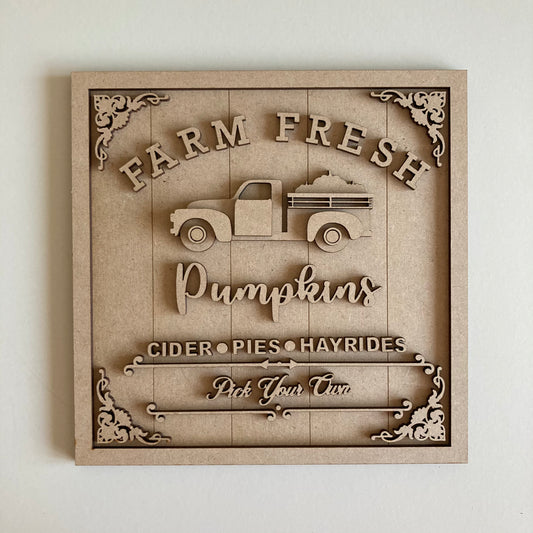 19cm Farm Fresh Pumpkins Truck Sign