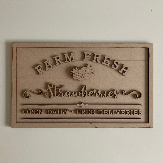 30cm Farm Fresh Strawberries Sign