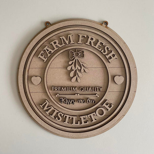 20cm Farm Fresh Mistletoe Sign