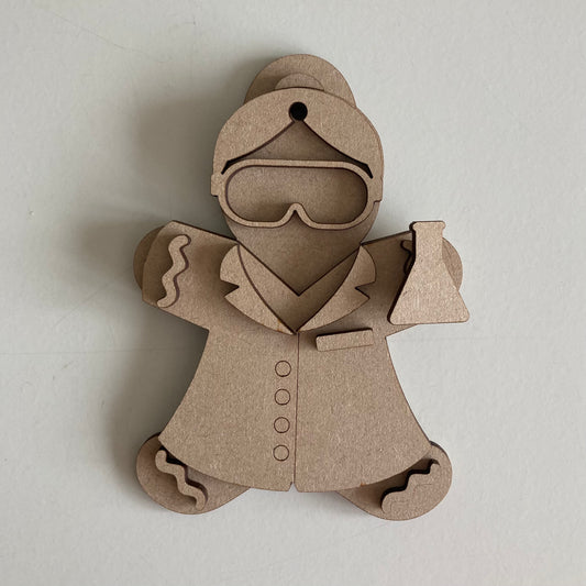 10cm Female Scientist Gingerbread Character