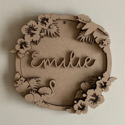 15cm Personalised Flamingo Wreath