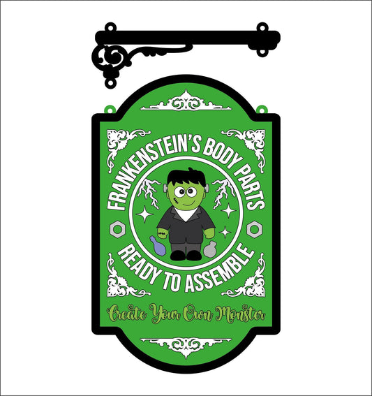 25cm Frankenstein's Body Parts Hanging Sign