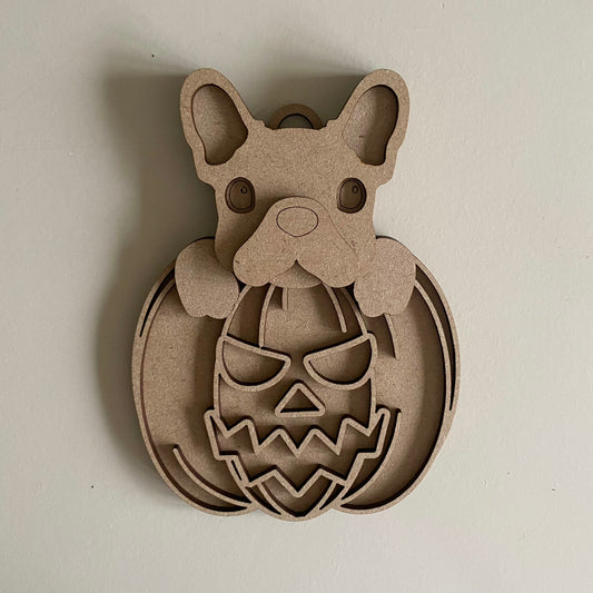 15cm Frenchie Dog In Halloween Pumpkin Decoration - C