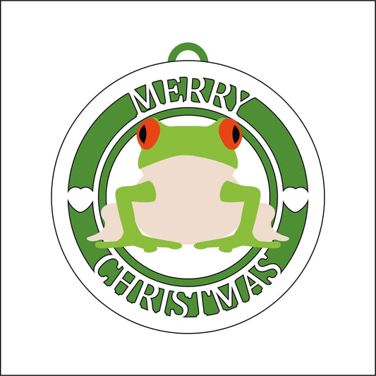 10cm Frog Merry Christmas Bauble