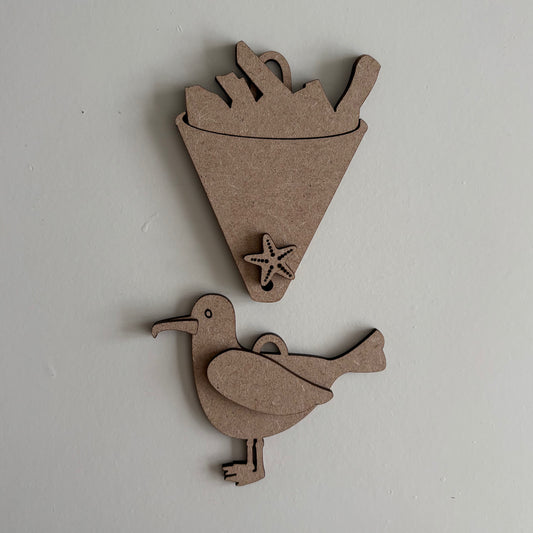 15cm Seagull and Chips Dangly Decoration