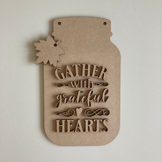 20cm Gather Witch Grateful Hearts Mason Jar