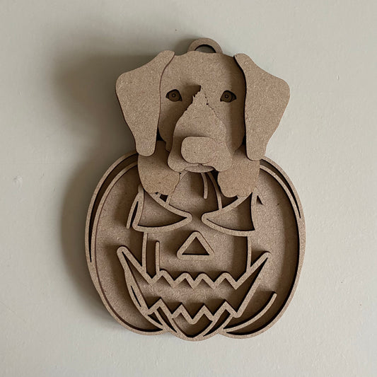 15cm German Pointer In Halloween Pumpkin Decoration