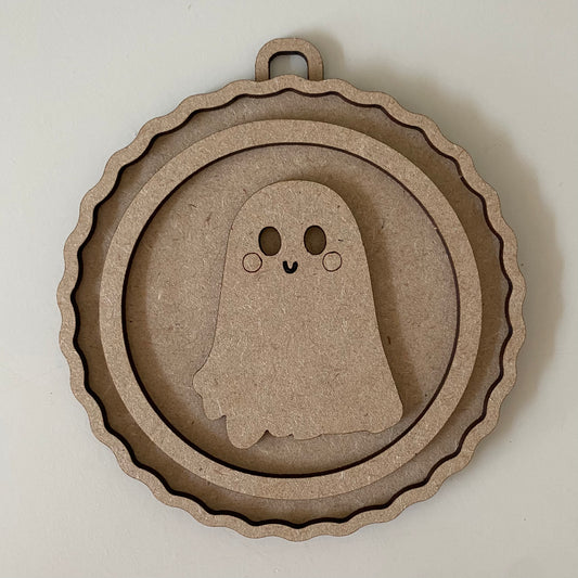 13.5cm Ghost Wavy Frame Bauble