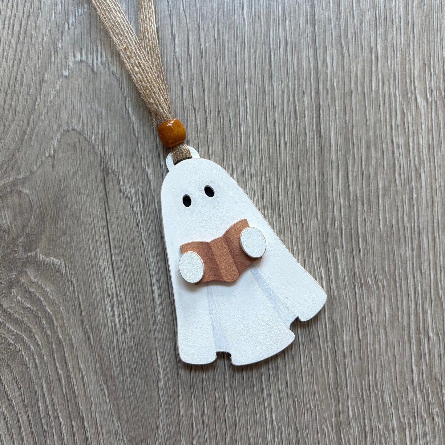 10cm Hand Painted Ghost With Book Decoration