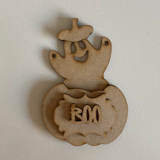 12.5cm Ghost In Pumpkin Decoration