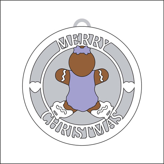 10cm Merry Christmas Gingerbread Ice Skater Bauble