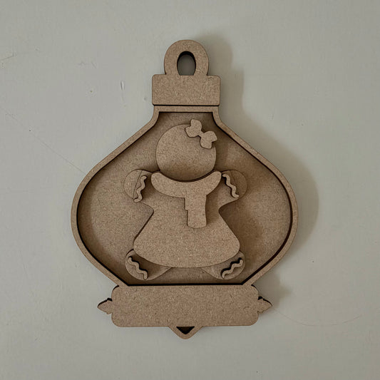 14.5cm Gingerbread Girl Fancy Bauble