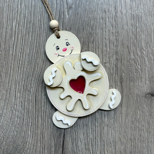 10cm Painted Gingerbread Holding Jammie Dodger Decoration