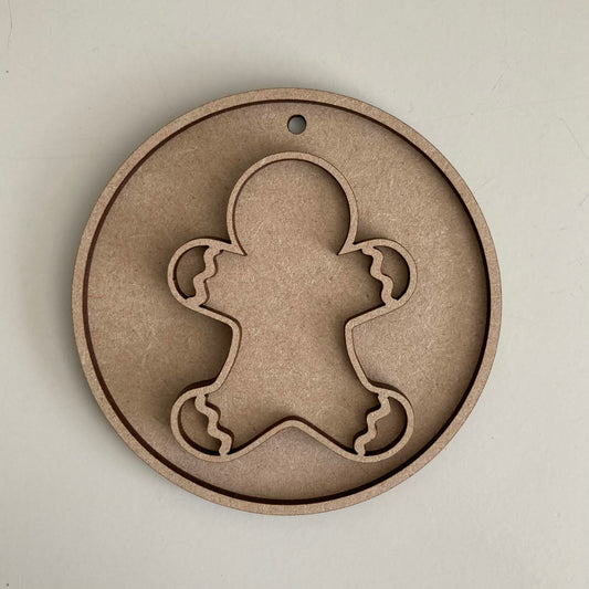 10cm Gingerbread Man Round Bauble