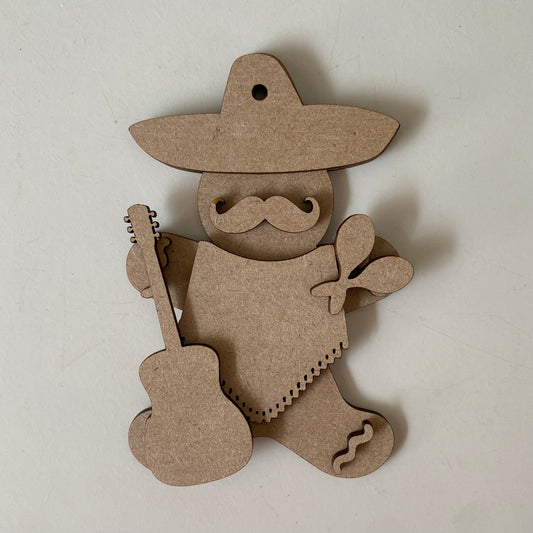10cm Mexican Wearing Poncho Gingerbread Character