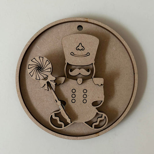 10cm Gingerbread Nutcracker Lollipop Round Bauble