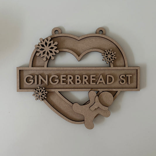 20cm Gingerbread Street Heart Decoration