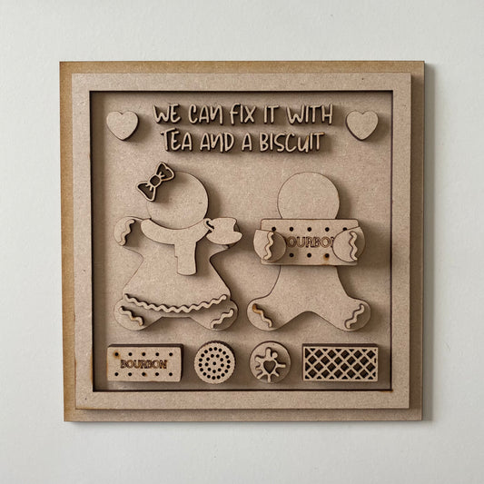 19cm We Can Fix It With Tea And A Biscuit Gingerbread Sign