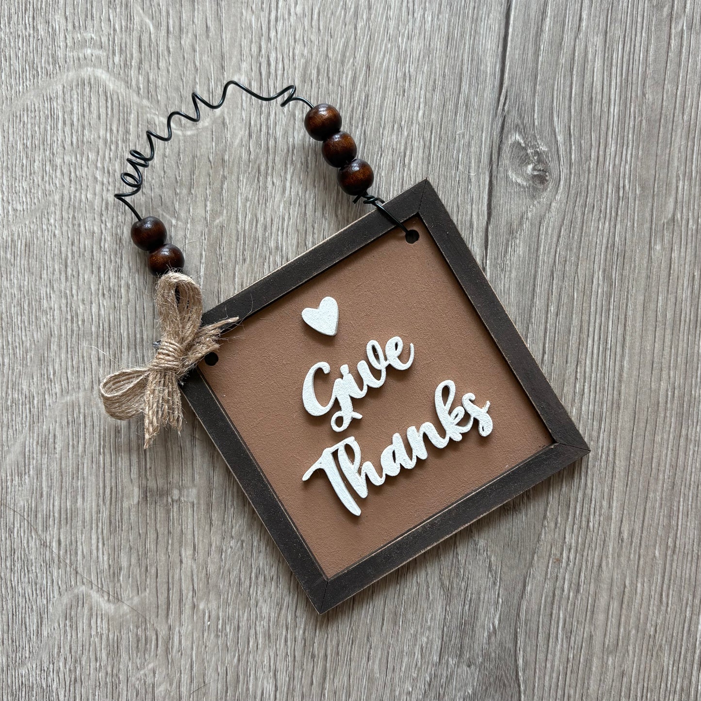 9cm Hand Painted Give Thanks Mini Frame