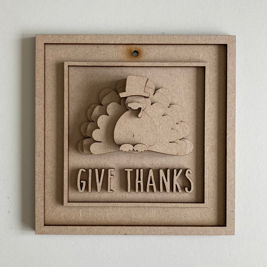 15cm Give Thanks Turkey Sign
