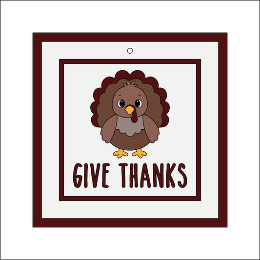 15cm Give Thanks Turkey Sign