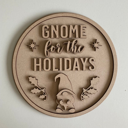 20cm Gnome For The Holidays Sign