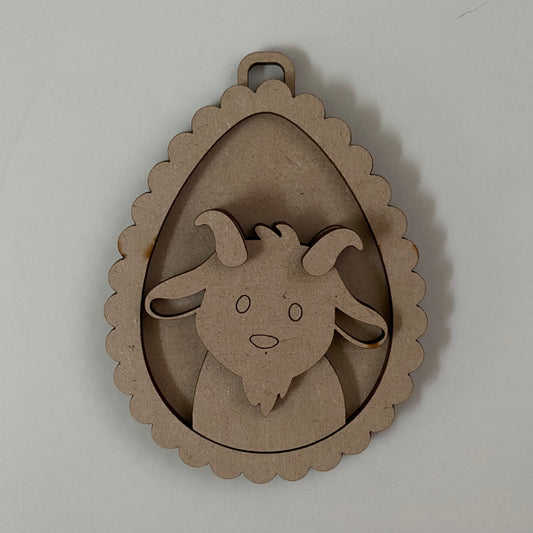 13cm Goat Scalloped Egg Bauble