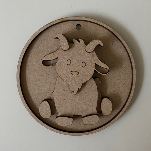 10cm Goat Round Bauble
