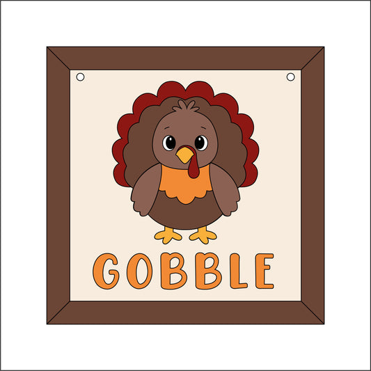 15cm Gobble Turkey Sign