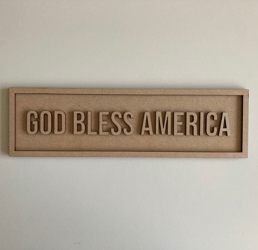 30cm God Bless America Rectangle Sign