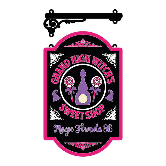 25cm Grand High Witch's Sweet Shop Hanging Sign