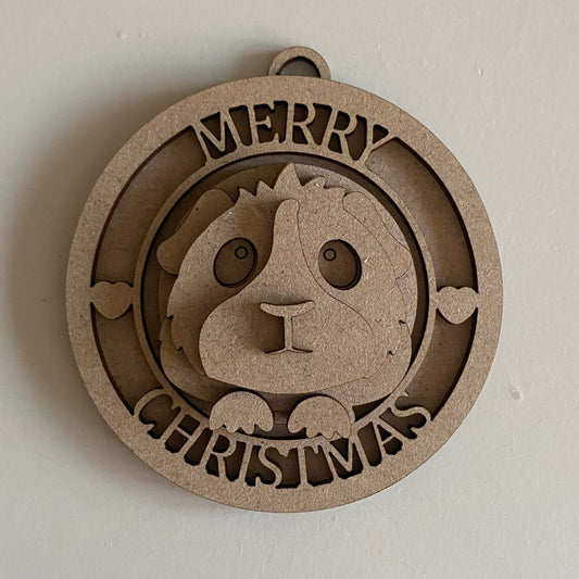 10cm Guinea Pig Merry Christmas Bauble