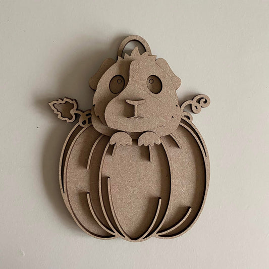 15cm Guinea Pig In Pumpkin Decoration