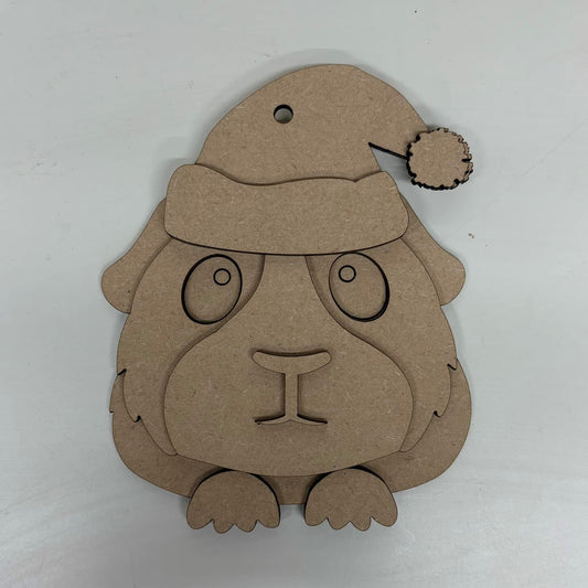 12cm Guinea Pig In Santa Hat Decoration