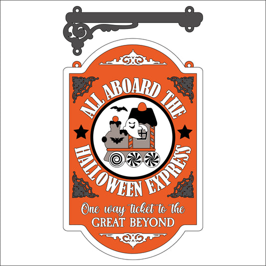 25cm All Aboard The Halloween Express Hanging Sign