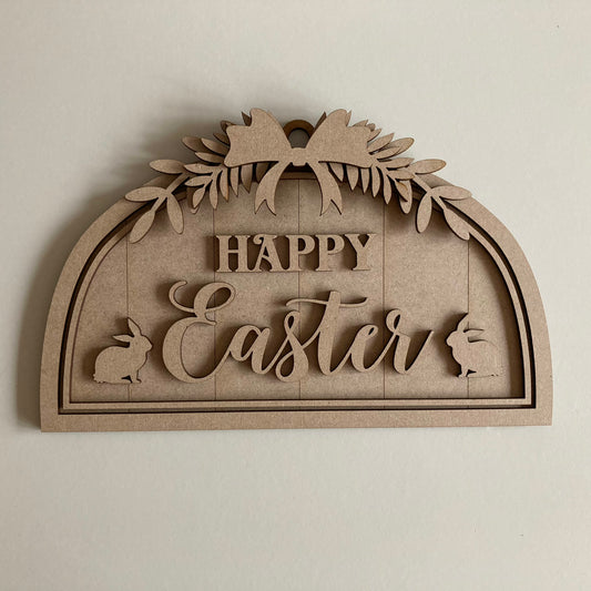 25cm Happy Easter Semi Circle Sign