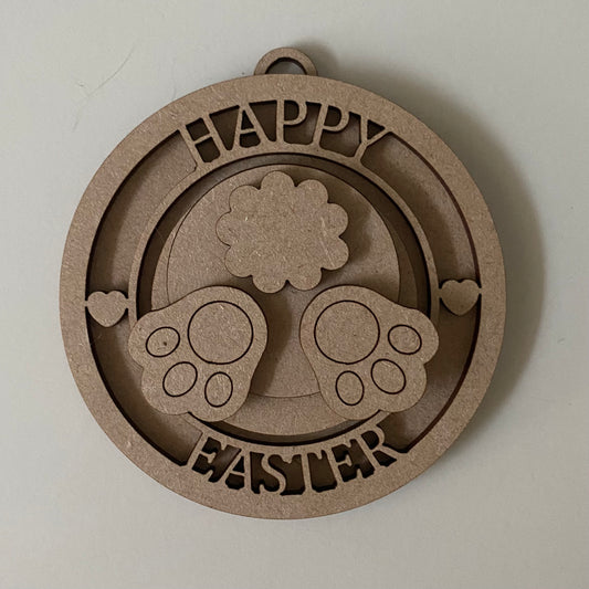 10cm Bunny Bottom Happy Easter Bauble