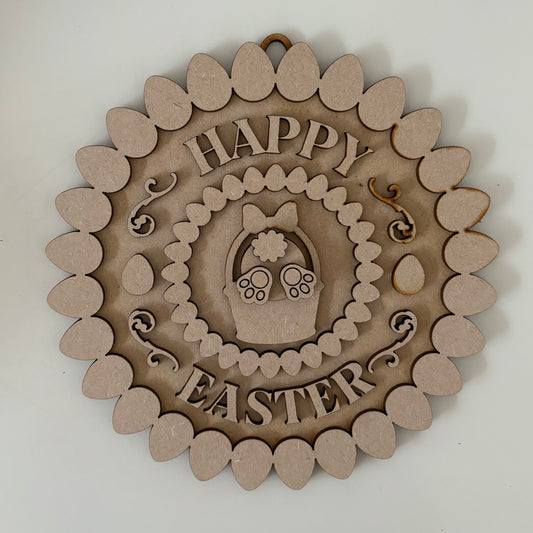20cm Happy Easter Egg Border - Bunny Basket Sign